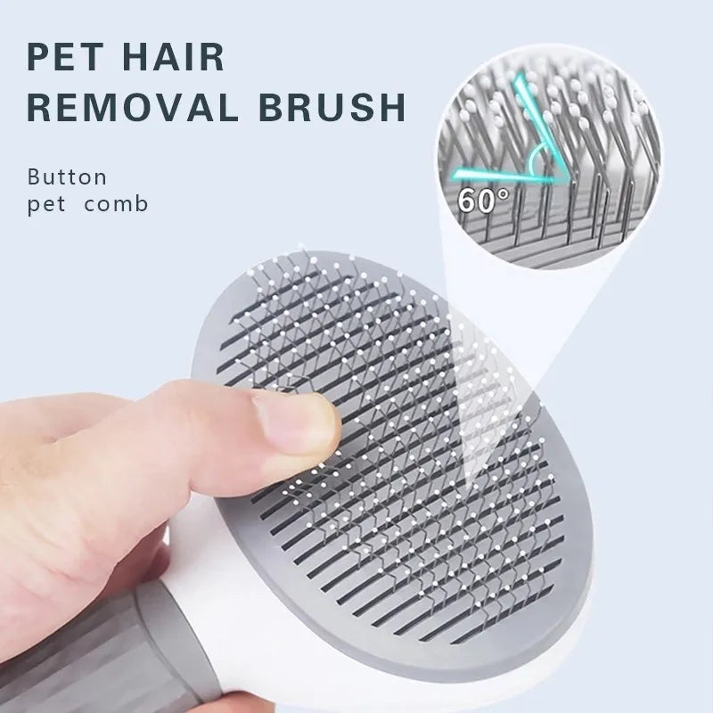 2-in-1 Self-Cleaning Pet Grooming Brush & Demattin Comb
